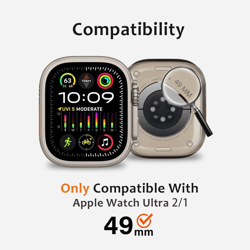 Amizee Metal Case Compatible with Apple Watch Ultra 3/2/1 49mm Case with Built-in Screen Protector, Straight Edge Ultra Thin with Back Cover Protective Cover for iWatch 49mm, Gold - Image 5